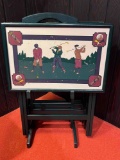 4 Golf Themed TV Trays on Stand