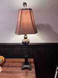 Metal Base Table Lamp with Finial and Shade