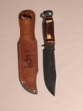 Edge Brand Hunting Knife with Embossed Leather Sheath