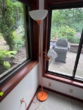 Orange 2-Light Floor Lamp with White Glass Shades