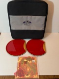 Lancaster Wine Club Zippered Traveling Wine Case, 2 Round Serving Plates and Other Tray and