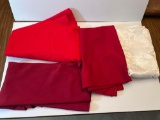 Table Covers- 3 in Red Tones and 1 White on White