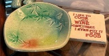 Wine Theme Drink Coaster, Vintage Type Art Decorated Bowl