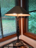 Metal Foliate Base Lamp with Shade