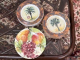 Plates Grouping- Palm Trees and Fruit Motifs, Cypress Homes