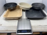 Baking Pans- Round & Rectangular and Digital Kitchen Scale