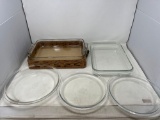 Pyrex and Anchor Hocking Baking Dishes- One with Basket Holder