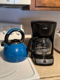 Blue Tea Kettle and Mr. Coffee Coffee Maker
