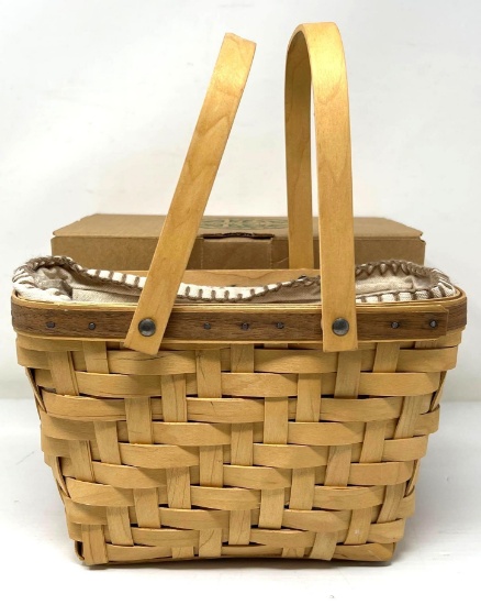 2006 Longaberger Collector's Club Basket with Plastic Protector, Fabric Liner and Metal Plaque