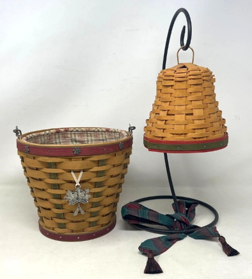 2 Longaberger Baskets and Wrought Iron Stand