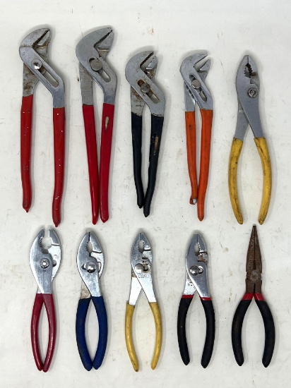 10 Pairs of Pliers- Channel Locks and Slip Joint