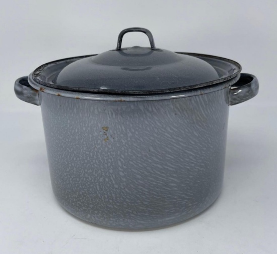 Gray Enamelware Lidded Pot
