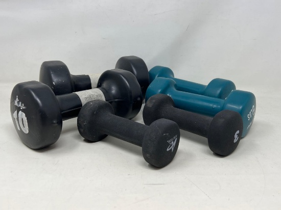 3 Sets of Hand Weights- 10 Lb., 5 Lb. and 3 Lb.
