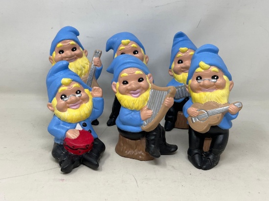 6 Ceramic Gnome Figures