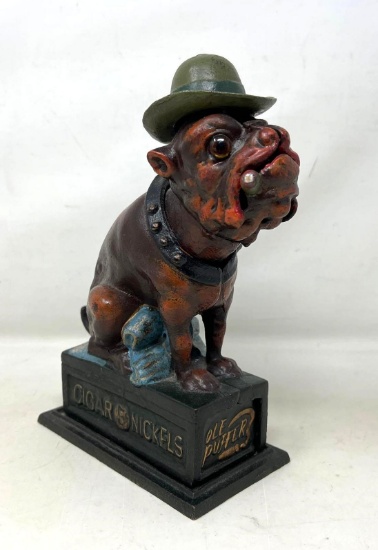Spike The English Bulldog, Cast Iron "Ole Puffer" Mechanical Bank