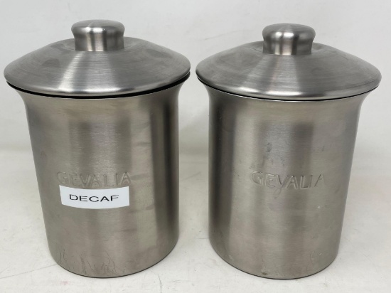 2 Stainless Lidded Canisters- Gevalia
