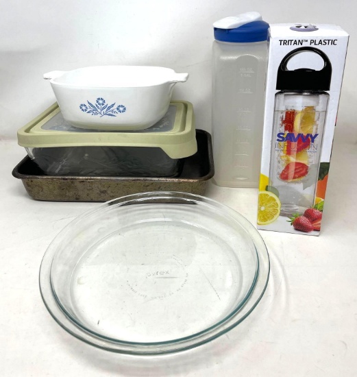 Baking Pan, Pyrex Pie Plate, Corning Casserole, Infusion Water Bottle, 1 Gallon Beverage Container