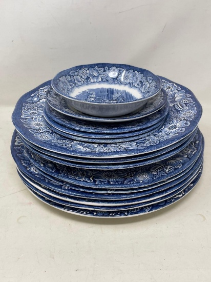 Liberty Blue "Betsy Ross" Dinnerware, Assorted Plates and Bowls