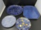 4 Serving Platters- All in Blue Patterned Designs