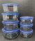 7 Round Pyrex Glass Storage Containers with Plastic Lids