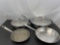 3 Stainless Steel Skillets with Lids and One Single Fry Pan