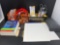 Desk Items- Dictionary, Paper, Letter Holder, Packing Tape, Scissors, Paper Punches, Pens/Pencils