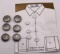Vintage Sterling Button Covers and Shirt Card with Buttons