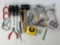 Hooks, Screwdrivers, Carabiners, Tape Measure, Mallet, Wrenches, Safety Goggles, Wire Cutters