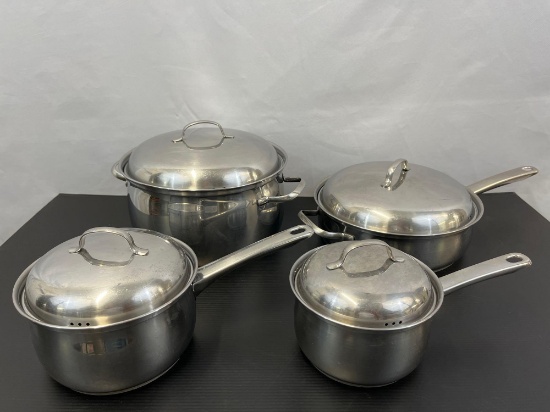 4 Belgique Stainless Steel Sauce Pans with Lids