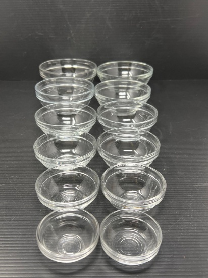 12 Duralex Various Sized Clear Glass Bowls- Nesting