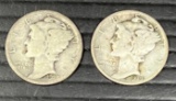 2 Silver Mercury Dimes- 1923 and 1939