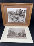 Framed Photograph of Reading, PA, ca. 1958 and Unframed Photo Print Five Points, of Lebanon, PA