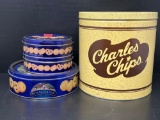 4 Tins- Large Charles Chips, Large Royal Dansk and 2 Smaller Original Gourmet