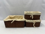 Set of 3 Fabric Lined Baskets