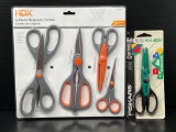 5-Pack Scissors and Fiskars Corner Edger Scissors- All New in Packaging