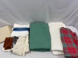 Heavy Cotton Blankets, Washcloths, Crocheted Dresser Scarf, Pillow Shams