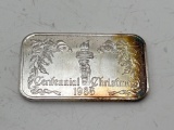.999 Fine Silver One Ounce Ingot/Bar, Centennial Christmas 1986