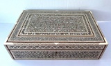 Mother of Pearl Inlaid Elaborate Indian/South Asian Jewelry Box w/ keys and Necklace