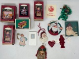 4 Hallmark Ornaments with Boxes, Cable Car with Box, Santa Face Ornamennts,