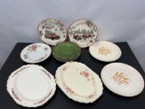 Plates and Platters, Including 2 Christmas Plates, 4 Leaf Plates