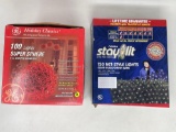 G.E. Holiday Classics 100 Lights Super Sphere- Red and StayLit 150 Net-Style Lights