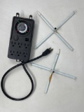 Light Timer with Outlets and 2 White Cross-Bar Stands