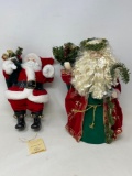 2 Santa Figures with Porcelain Faces and Fabric Clothes