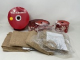 Craft Supplies- Burlap Pieces, Snowflake Ribbon, Twine