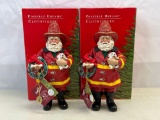 2 Possible Dreams Clothtiques Fireman Santa Figures with Boxes