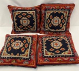 4 Matching Tapestry Style Throw Pillows