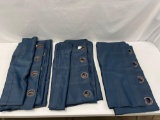 6 Blue Curtain Panels with Large Grommets