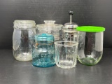 2 Canning Jars with Wire/Glass Lids, French Press, Coffee Percolator and Storage Container with Lid