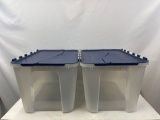 2 Totes with Blue Hinged Lids