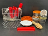 Jelly Jars with Lids, Oven Thermometer, Wire Cooling Rack, Wooden Juicer, Bag Clips, Strainer, More